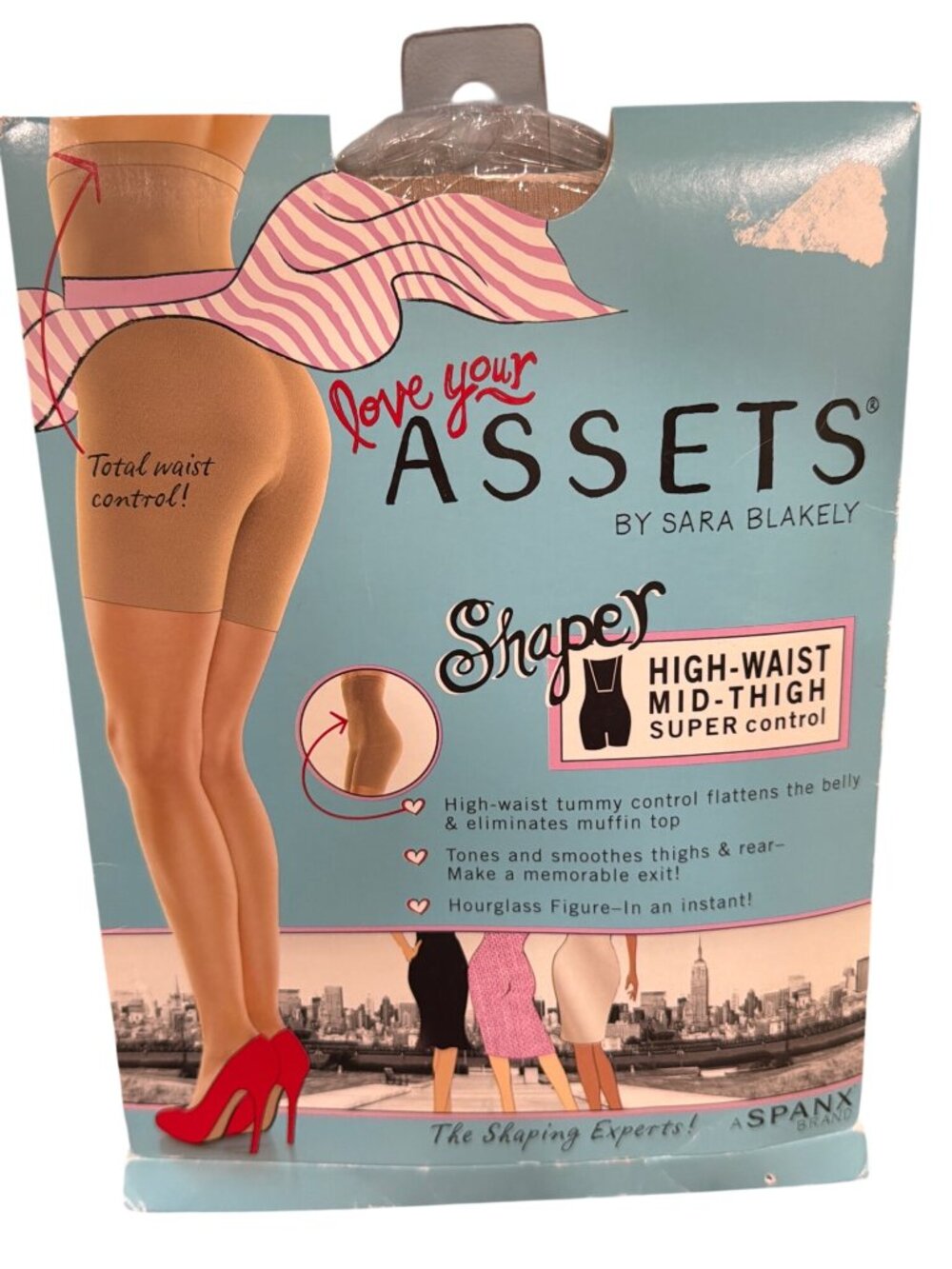 Love Your Assets Sara Blakely High-Waist Mid-Thigh Shaper Size 2 Beige